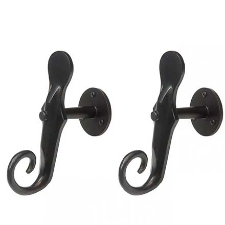 Lynn Cove Foundry [RT3P] Cast Aluminum Shutter Dog - Protruding Rat Tail Stay - Plate Mount - 8&quot; L - Flat Black - Pair