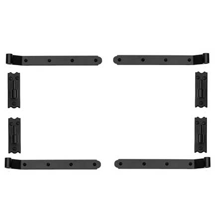 Lynn Cove Foundry [NYK300] Galvanized Steel Shutter Strap Hinge Set - New York Style - Plate Mount - Flat Black - 1 1/4&quot; Offset