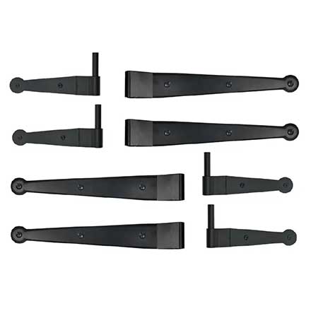 Lynn Cove Foundry [SF450] Galvanized Steel Suffolk Style Shutter Hinge Set - Strap Hinges - Brick Mount - Flat Black