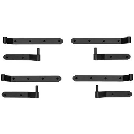 Lynn Cove Foundry [NYK100] Galvanized Steel Shutter Strap Hinge Set - New York Style - Brick Mount - Flat Black - 1 1/4&quot; Offset