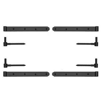 Lynn Cove Foundry [NYK200] Galvanized Steel Shutter Strap Hinge Set - New York Style - Lag Mount - Flat Black - 0&quot; Offset