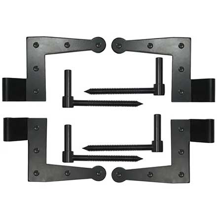 Lynn Cove Foundry [SF100] Galvanized Steel Suffolk Style Shutter Hinge Set - L Hinges - Lag Mount - Flat Black