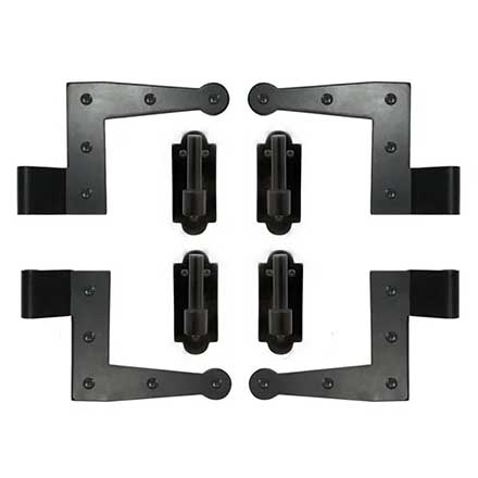 Lynn Cove Foundry [SF200] Galvanized Steel Suffolk Style Shutter Hinge Set - L Hinges - Flush Mount - Flat Black