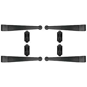 Lynn Cove Foundry [SF250] Galvanized Steel Suffolk Style Shutter Hinge Set - Strap Hinges - Flush Mount - Flat Black
