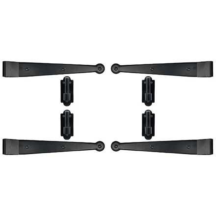 Lynn Cove Foundry [SF350] Galvanized Steel Suffolk Style Shutter Hinge Set - Strap Hinges - Surface Mount - Flat Black