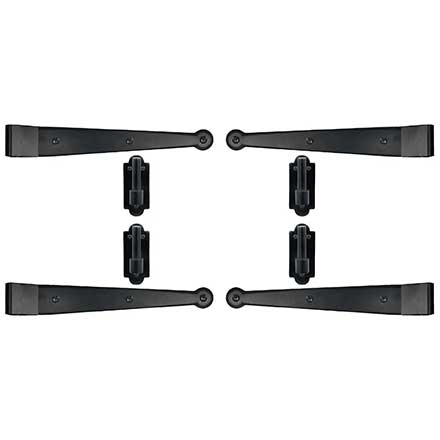 Lynn Cove Foundry [SF350] Galvanized Steel Suffolk Style Shutter Hinge Set - Strap Hinges - Surface Mount - Flat Black