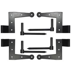 Lynn Cove Foundry [SF100] Galvanized Steel Suffolk Style Shutter Hinge Set - L Hinges - Lag Mount - Flat Black