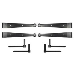 Lynn Cove Foundry [SF150SS] Stainless Steel Suffolk Style Shutter Hinge Set - Strap Hinges - Lag Mount - Flat Black