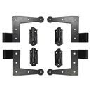 Lynn Cove Foundry [SF200] Galvanized Steel Suffolk Style Shutter Hinge Set - L Hinges - Flush Mount - Flat Black