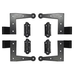 Lynn Cove Foundry SF300] Galvanized Steel Suffolk Style Shutter Hinge Set - L Hinges - Surface Mount - Flat Black