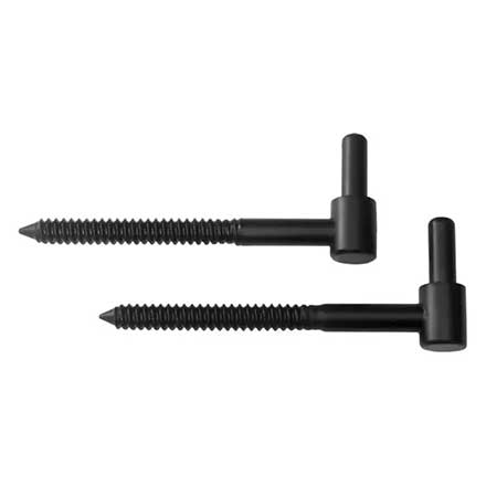 Lynn Cove Foundry [PSC9MM] Galvanized Steel Shutter Adjustable Lag Pintle - New York Style - Flat Black - 3/8&quot; Dia. - 5&quot; L - Pair