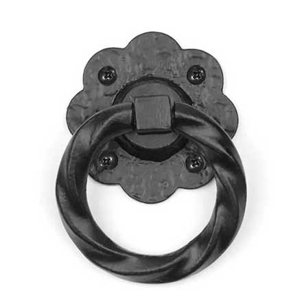 Lynn Cove Foundry [ALRH266S] Cast Aluminum Shutter Ring Pull - Floral - Flat Black - 3&quot; Dia.