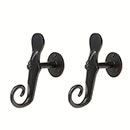 Lynn Cove Foundry [RT3P] Cast Aluminum Shutter Dog - Protruding Rat Tail Stay - Plate Mount - 8&quot; L - Flat Black - Pair