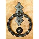 Agave Ironworks [PU017-01] Wrought Iron Door Pull Handle - Large Twisted Ring - 6 Point Back - Flat Black Finish - 5 1/2" Dia. x 7" H