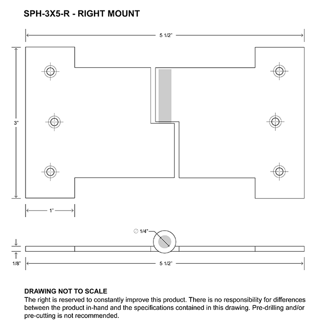 Martell Supply SPH-3X5-R Shutter Lift Off Hinge Martell Supply SPH-3X5-R Shutter Lift Off Hinge