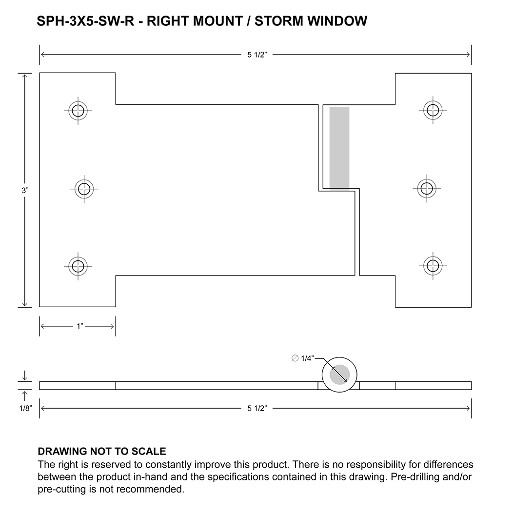 Martell Supply SPH-3X5-SW-R Shutter Lift Off Hinge Martell Supply SPH-3X5-SW-R Shutter Lift Off Hinge