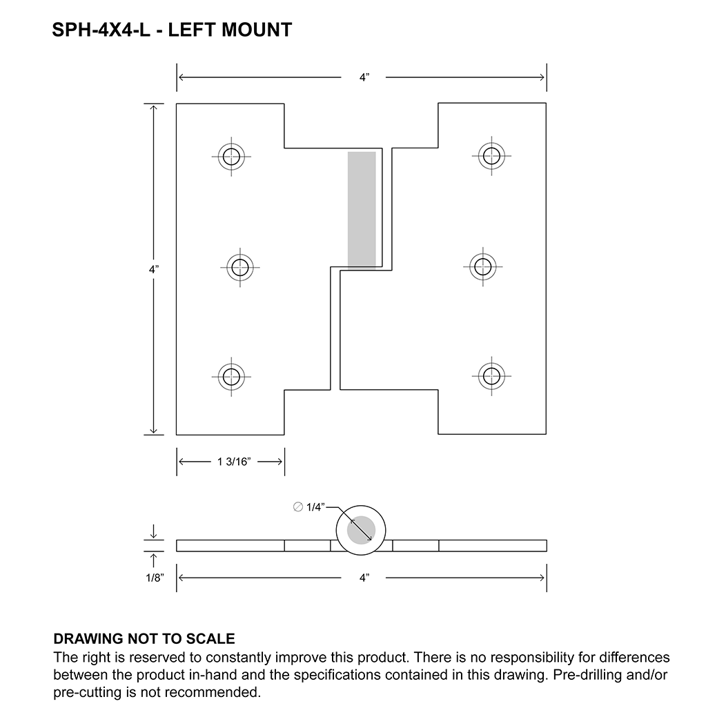 Martell Supply SPH-4X4-L Shutter Lift Off Hinge Martell Supply SPH-4X4-L Shutter Lift Off Hinge