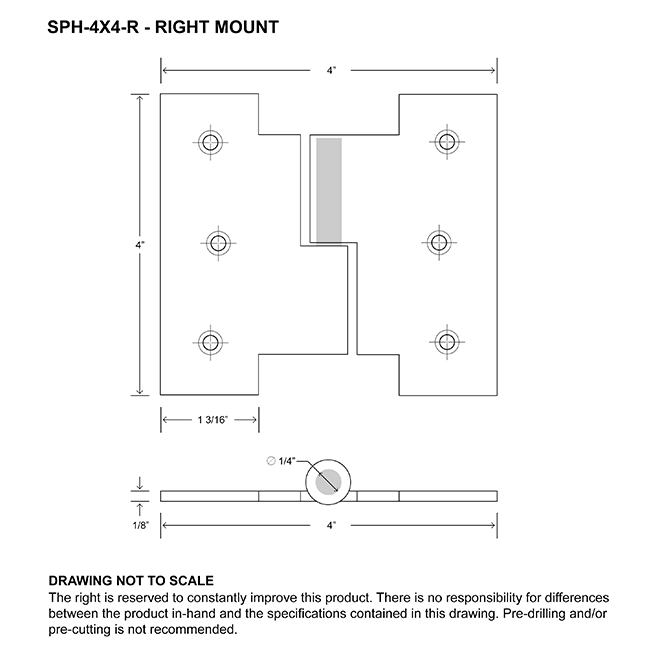 Martell Supply SPH-4X4-R Shutter Lift Off Hinge