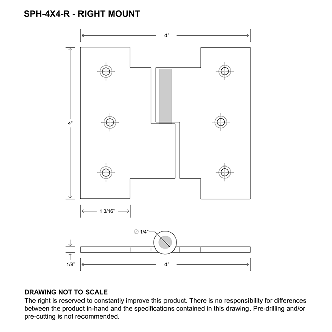Martell Supply SPH-4X4-R Shutter Lift Off Hinge Martell Supply SPH-4X4-R Shutter Lift Off Hinge