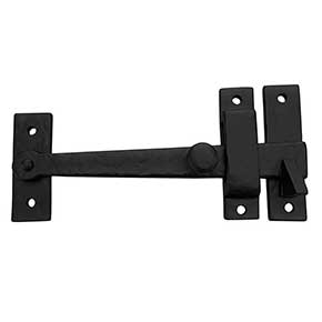 Martell Supply [GDB101] Brass Gate Drop Bar Latch w/ Knob - Light Duty - Square End - Flat Black Finish - 6 1/2" L
