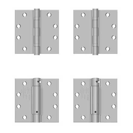 Deltana [D45KIT-02] Stainless Steel Self Closing Gate Butt Hinge Pack - 4 Hinges - Brushed Finish - 4 1/2&quot; H x 4 1/2&quot; W