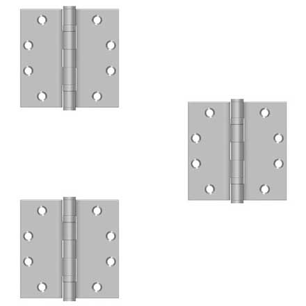 Deltana [D45KIT-03] Stainless Steel Ball Bearing Gate Butt Hinge Pack - 3 Hinges - Brushed Finish - 4 1/2" H x 4 1/2" W