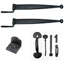 Martell Supply [GKCI2-18] Cast Iron Gate Strap Hinge & Thumblatch Kit - Bean End - 2 Hinge - Flat Black Finish - 18" L