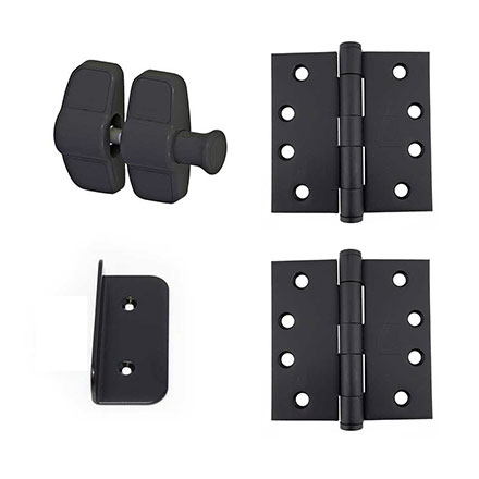 Martell Supply [GKTE-2] Small Gate &amp; Trash Enclosure Hardware Kit - Single Gate - Magnetic Latch &amp; 2 Hinge - Flat Black Finish