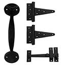 Martell Supply [GK1B1-2] Brass Light Duty Gate T-Hinge &amp; Thumb Latch Kit - Bean End - 2 Hinge - Flat Black Finish