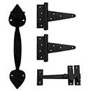 Martell Supply [GK1H1-2] Brass Light Duty Gate T-Hinge & Thumb Latch Kit - Heart End - 2 Hinge - Flat Black Finish