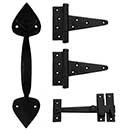 Martell Supply [GK1S1-2] Brass Light Duty Gate T-Hinge &amp; Thumb Latch Kit - Spear End - 2 Hinge - Flat Black Finish