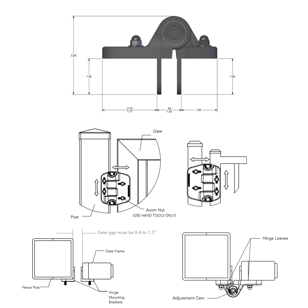 Nationwide Industries [C2H350F] Self Closing Gate Hinge