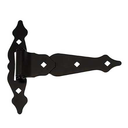 Nationwide Industries [NW38937MDQ] Steel Gate T Hinge - Ornamental - Lag Screw &amp; Thru-Bolt - Black Finish - Pair - 8" L