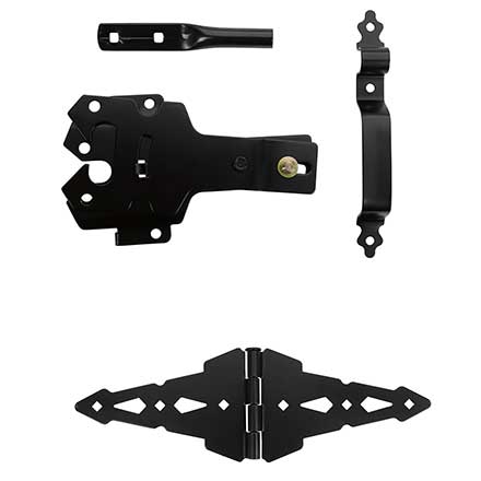 Nationwide Industries [WI-CWGK] Wood Gate Hardware Kit - Contemporary Walk - 2 Hinge - Flat Black Finish