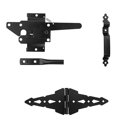 Nationwide Industries [WI-WWGK] Wood Gate Hardware Kit - Western Walk - 2 Hinge - Flat Black Finish