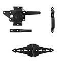 Nationwide Industries [WI-WWGK] Wood Gate Hardware Kit - Western Walk - 2 Hinge - Flat Black Finish