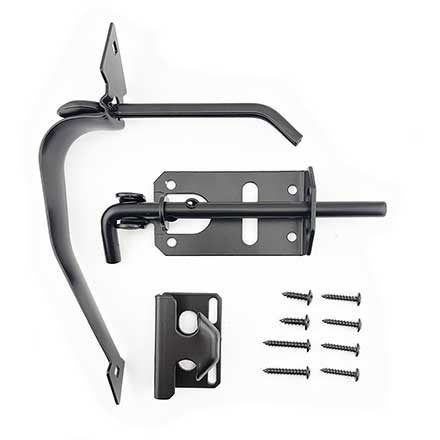 Nationwide Industries [NW283-26] Steel Gate Thumb Latch Set - Round Bar - Black Finish - 2 1/2" TH Gate