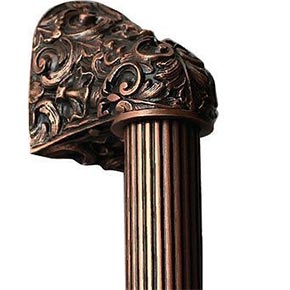 Notting Hill [NHO-500-AC-12F] Solid Pewter/Brass Appliance/Door Pull Handle - Acanthus - Fluted Bar - Antique Copper Finish - 12 1/4" L