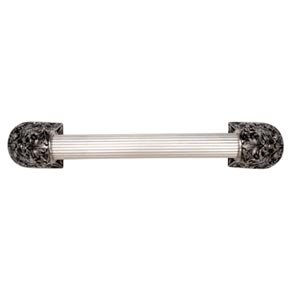 Notting Hill [NHO-500-BP-14F] Solid Pewter/Brass Appliance/Door Pull Handle - Acanthus - Fluted Bar - Brilliant Pewter Finish - 14 1/4" L