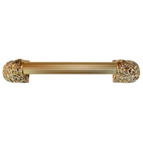 Notting Hill [NHO-500-SG-16F] Solid Pewter/Brass Appliance/Door Pull Handle - Acanthus - Fluted Bar - 24K Satin Gold Finish - 16 1/4" L