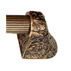 Notting Hill [NHO-502-AB-14PL] Solid Pewter/Brass Appliance/Door Pull Handle - Florid Leaves - Plain Bar - Antique Brass Finish - 14 1/4" L