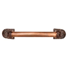 Notting Hill [NHO-502-AC-16PL] Solid Pewter/Brass Appliance/Door Pull Handle - Florid Leaves - Plain Bar - Antique Copper Finish - 16 1/4" L