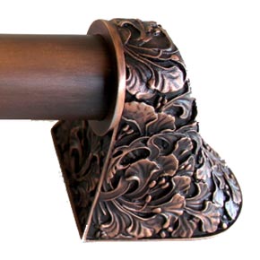 Notting Hill [NHO-502-AC-16PL] Solid Pewter/Brass Appliance/Door Pull Handle - Florid Leaves - Plain Bar - Antique Copper Finish - 16 1/4" L