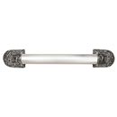 Notting Hill [NHO-502-AP-12PL] Solid Pewter/Brass Appliance/Door Pull Handle - Florid Leaves - Plain Bar - Antique Pewter Finish - 12 1/4" L