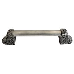 Notting Hill [NHO-502-SN-12PL] Solid Pewter/Brass Appliance/Door Pull Handle - Florid Leaves - Plain Bar - Satin Nickel Finish - 12 1/4&quot; L