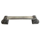 Notting Hill [NHO-502-SN-12PL] Solid Pewter/Brass Appliance/Door Pull Handle - Florid Leaves - Plain Bar - Satin Nickel Finish - 12 1/4" L