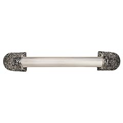 Notting Hill [NHO-502-SN-16F] Solid Pewter/Brass Appliance/Door Pull Handle - Florid Leaves - Fluted Bar - Satin Nickel Finish - 16 1/4&quot; L