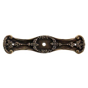 Notting Hill [NHE-540-AB] White Metal Cabinet Knob Backplate - Fruit of the Vine - Antique Brass Finish - 4" L