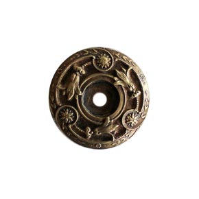 Notting Hill [NHE-561-AB] White Metal Cabinet Knob Backplate - Jeweled Lily - Antique Brass Finish - 1 5/16" Dia.