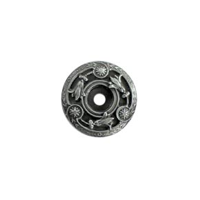Notting Hill [NHE-561-AP] White Metal Cabinet Knob Backplate - Jeweled Lily - Antique Pewter Finish - 1 5/16" Dia.